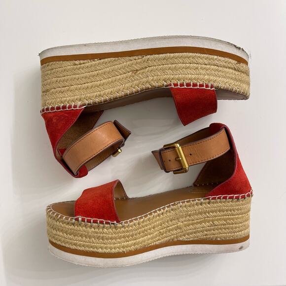 See By Chloe Platform Espadrille Wedge Sandals Casual Beachy Boho Sz 36 (US 5.5) - Picture 3 of 8